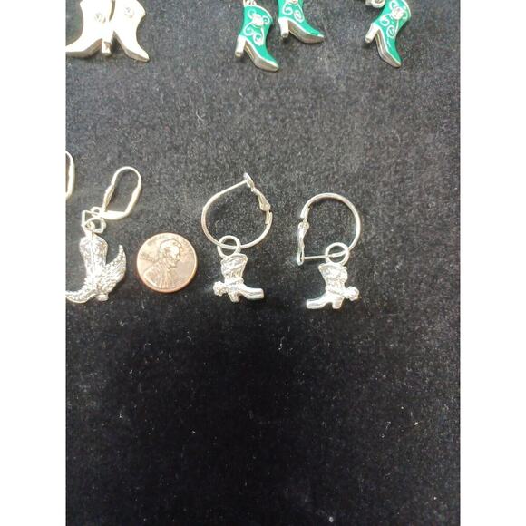 Cowgirl Boot Earrings Dangle Drop Costume Western Rodeo Fun Pierced Lot Of 4 - Picture 5 of 9